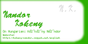 nandor kokeny business card